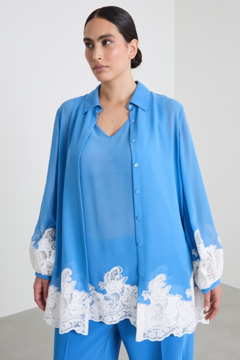 Camicia in georgette e pizzo