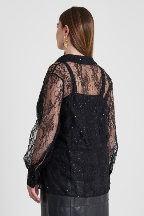 Camicia in pizzo con paillettes