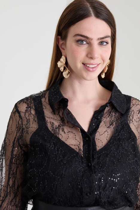 Camicia in pizzo con paillettes