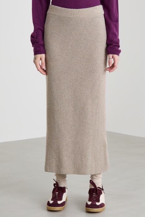 Falda midi de punto