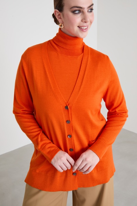 Cardigan in lana con taschini