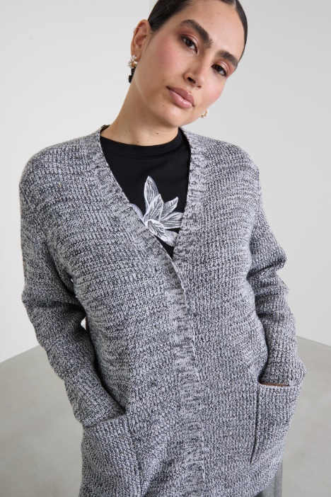 Cardigan in lana con strass