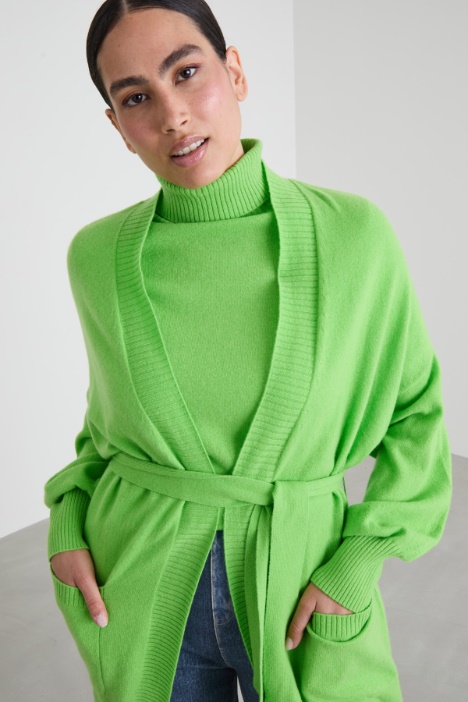 Cardigan in cashmere con cintura