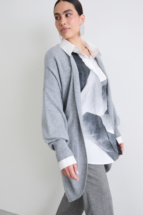 Cardigan in cashmere con cintura