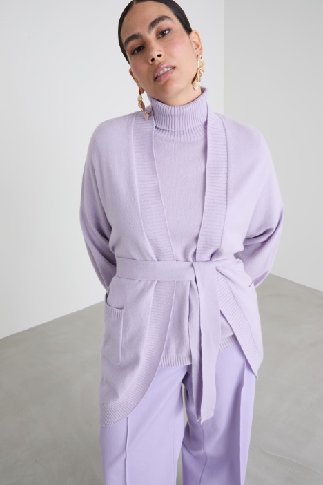 Cardigan in cashmere con cintura