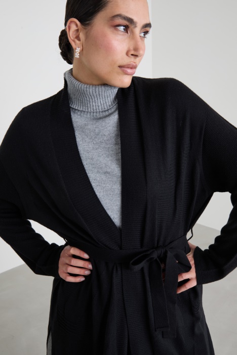 Cardigan lungo con cintura