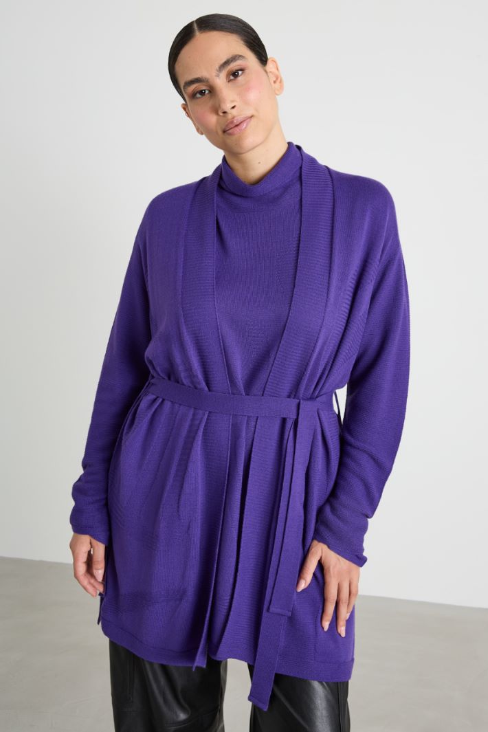 Long cardigan with belt Intrend