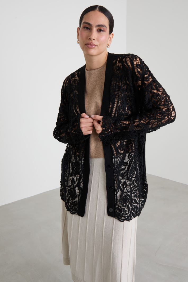 Cardigan con inserto in pizzo Intrend
