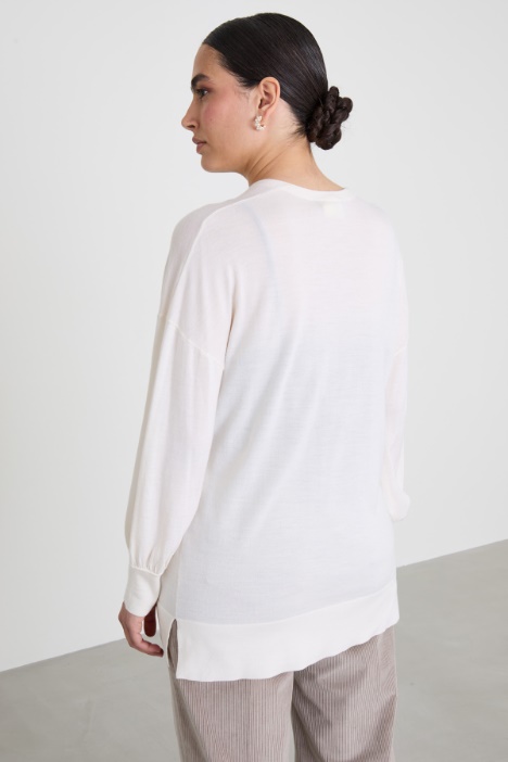 Cardigan in lana con intarsio