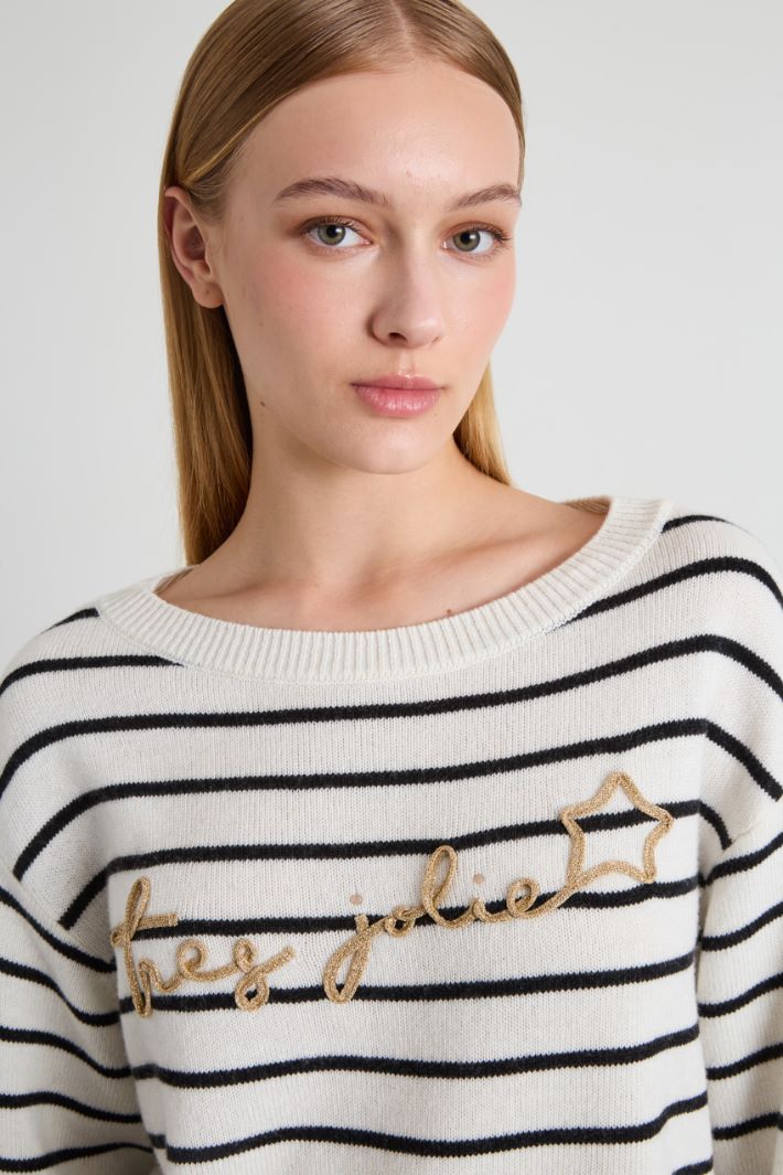 Sweater with lamé embroidery Intrend - 3
