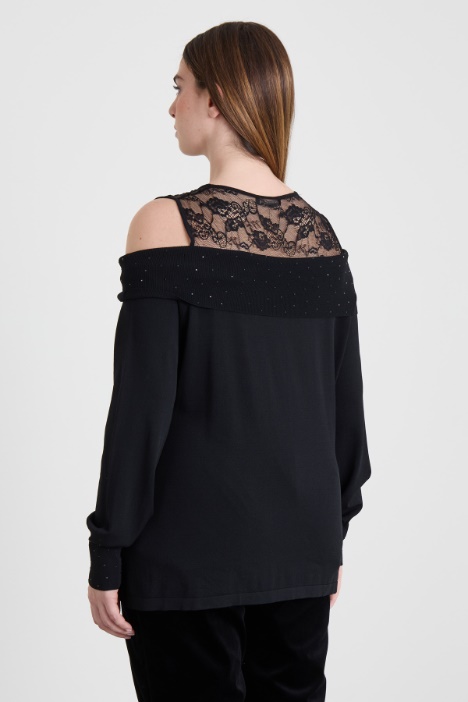 Maglia con inserto in pizzo