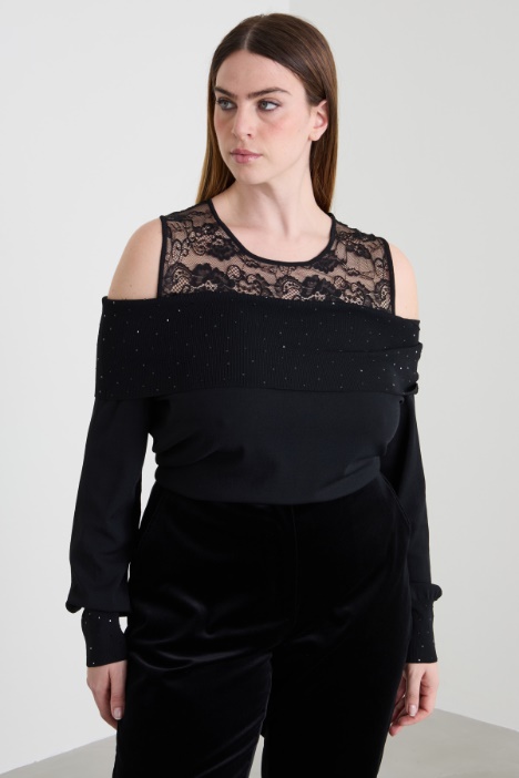 Maglia con inserto in pizzo