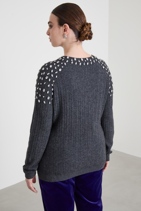 Maglia a coste con strass