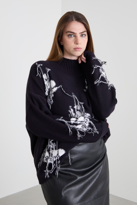 Maglia in lana con intarsio