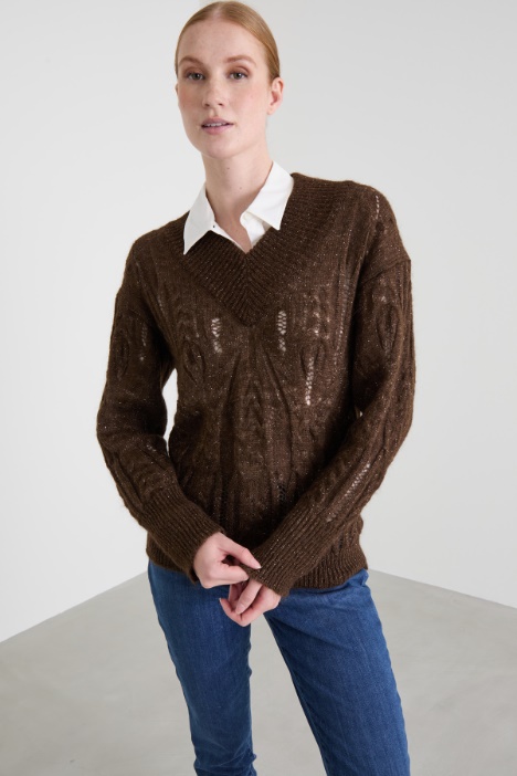 Maglia traforata lamè