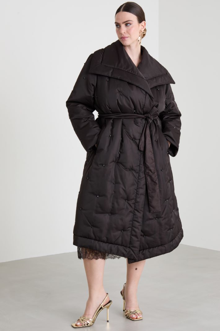 Long padded coat with rhinestones Intrend - 2