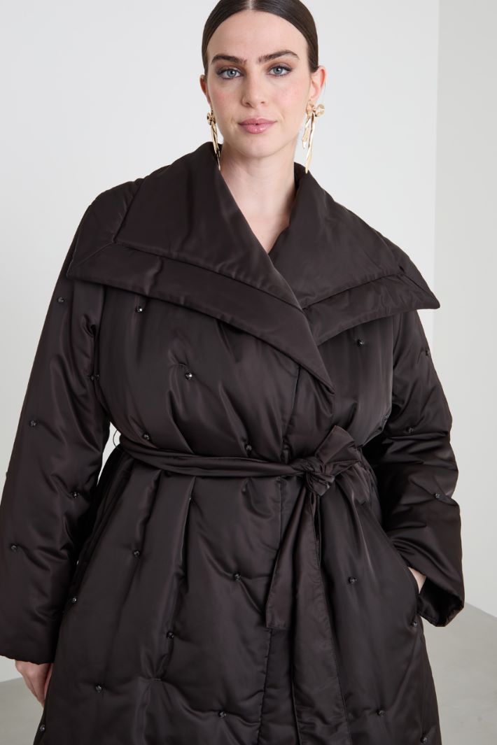 Long padded coat with rhinestones Intrend - 4