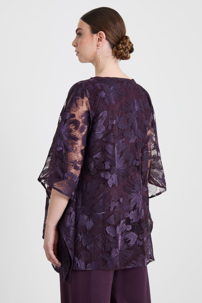 Embroidered tulle poncho Intrend - 2