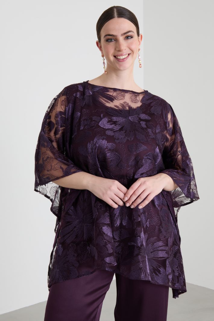 Embroidered tulle poncho Intrend - 3