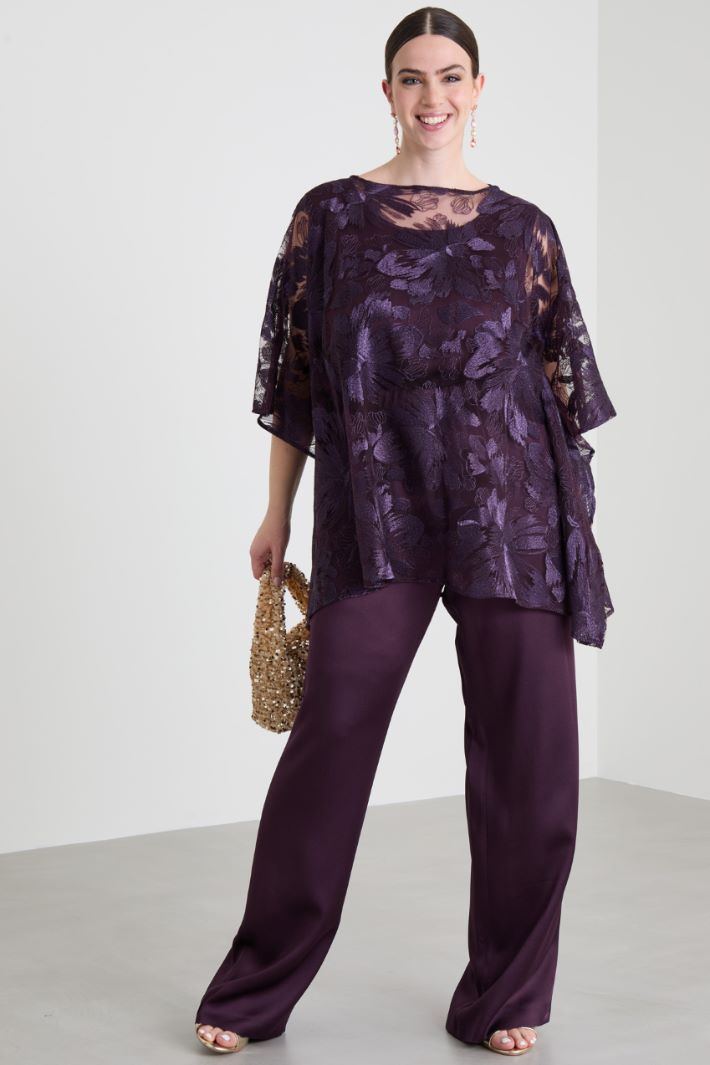 Embroidered tulle poncho Intrend