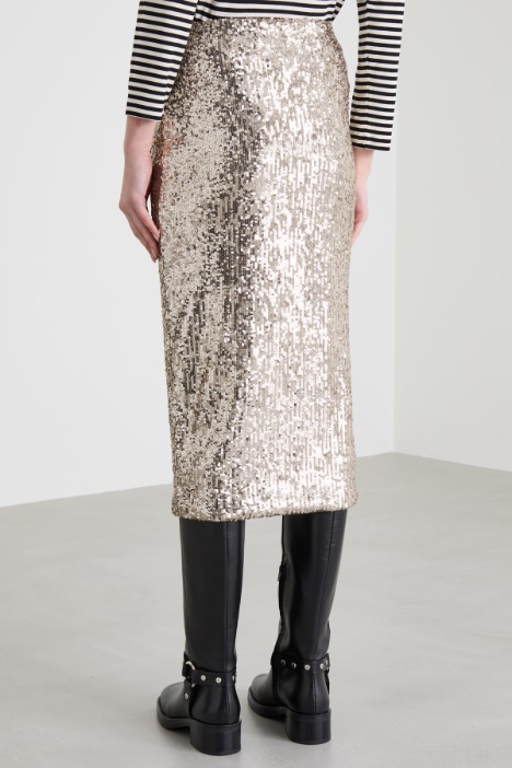 Gonna longuette con paillettes
