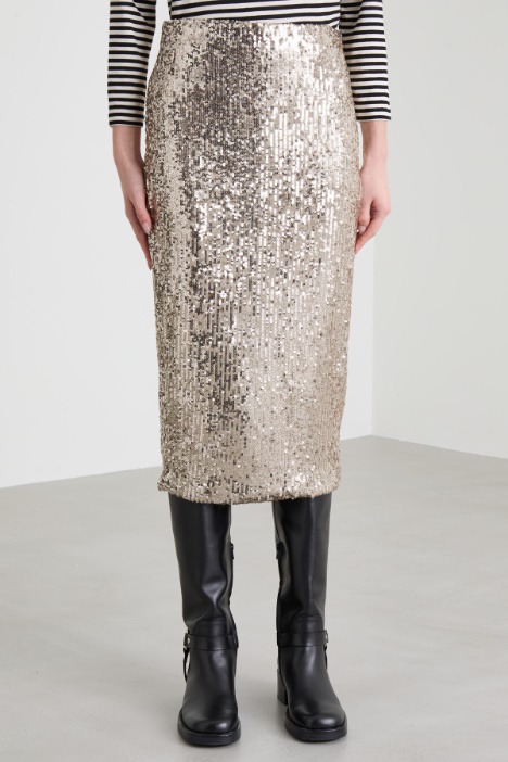 Gonna longuette con paillettes