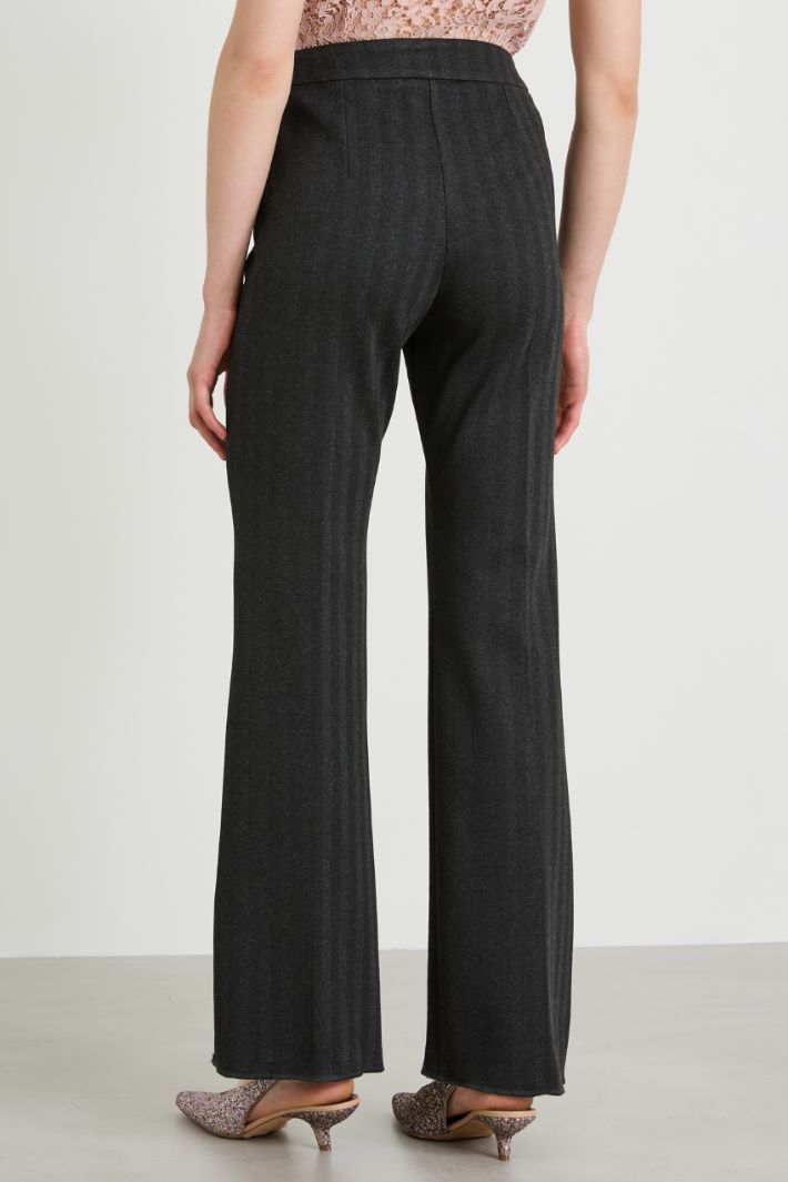 Flared jacquard jersey trousers Intrend - 3