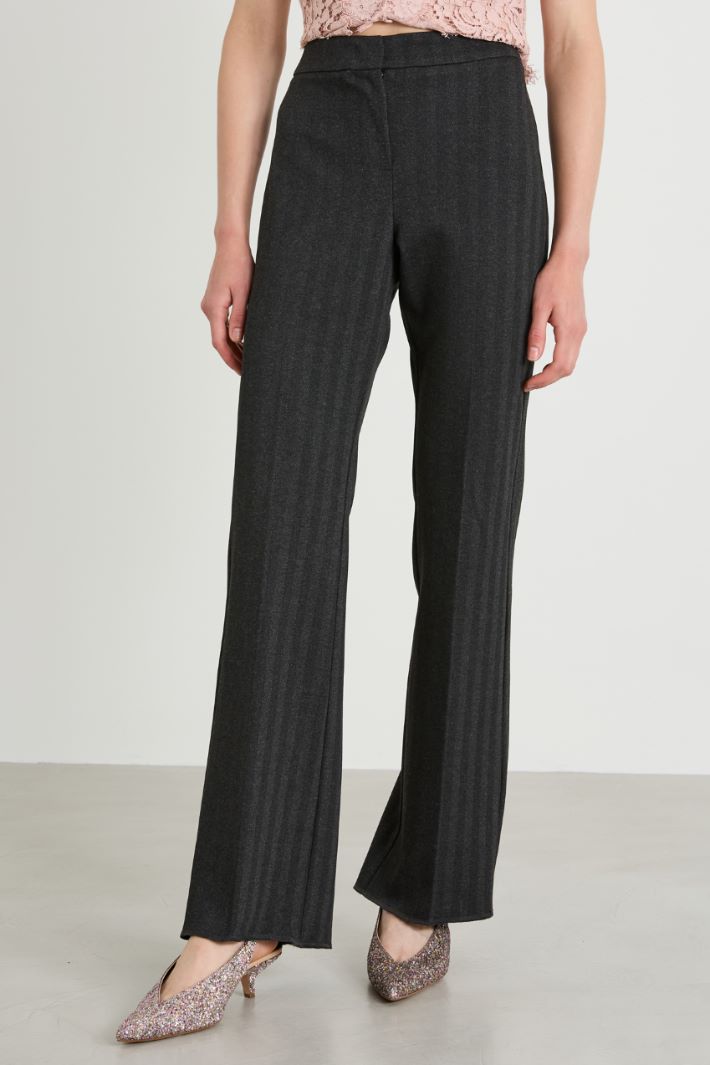 Flared jacquard jersey trousers Intrend - 2