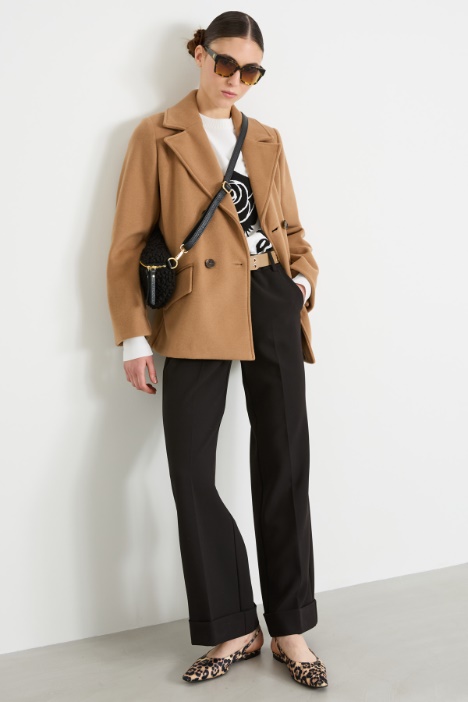 Double-breasted jersey cloth pea coat Intrend