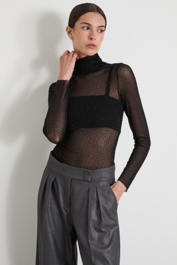 Tulle polo-neck sweater Intrend