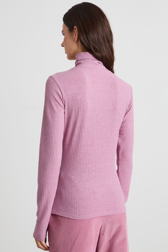 Jersey de cuello alto de lamé acanalado Intrend - 2