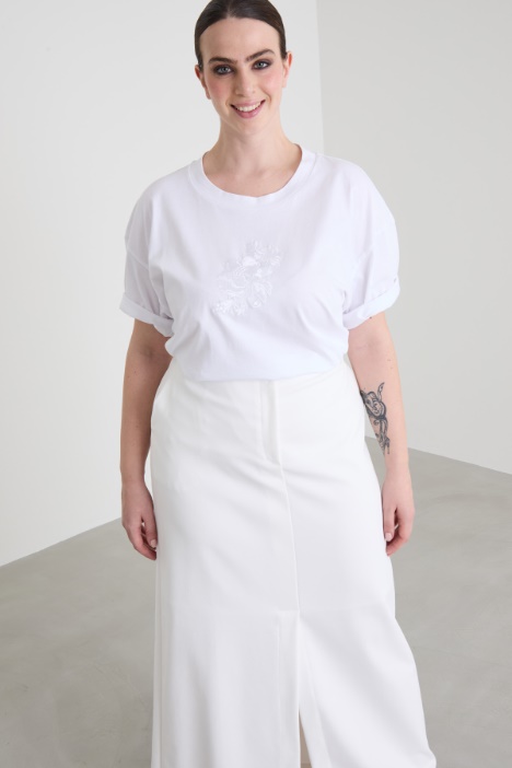 Embroidered jersey T-shirt Intrend