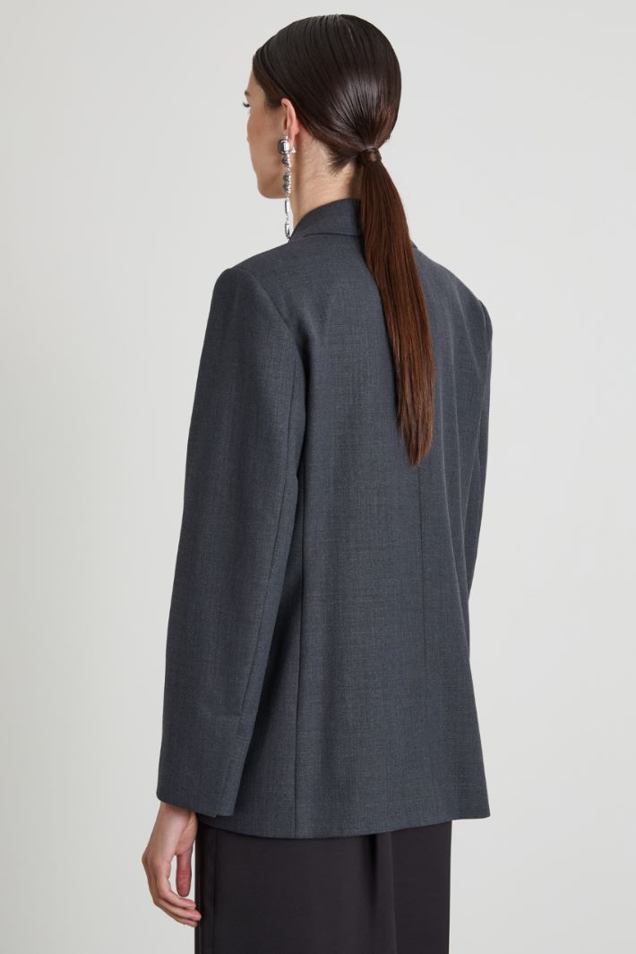 Double-breasted grisaille blazer - DARK GREY - Intrend - 4