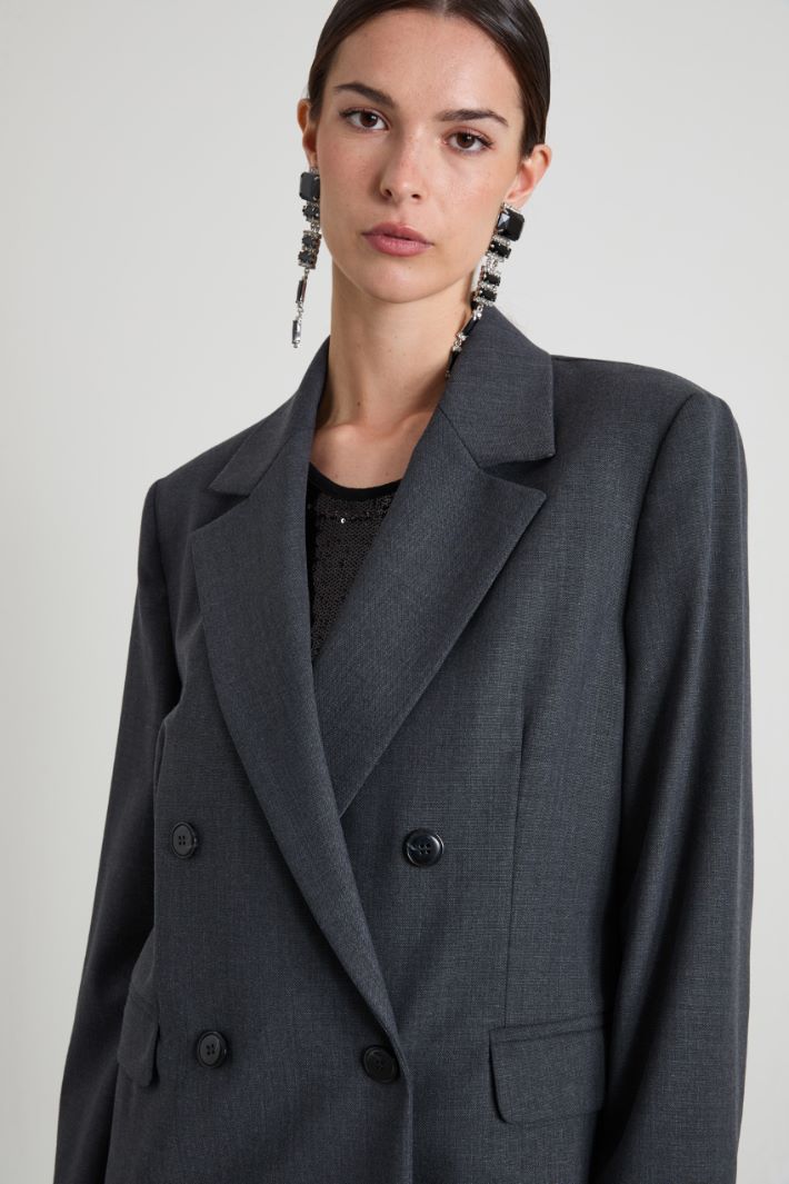 Double-breasted grisaille blazer - DARK GREY - Intrend - 3