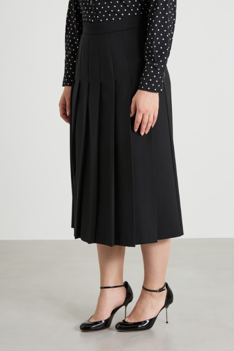 Gonna in gabardina di lana