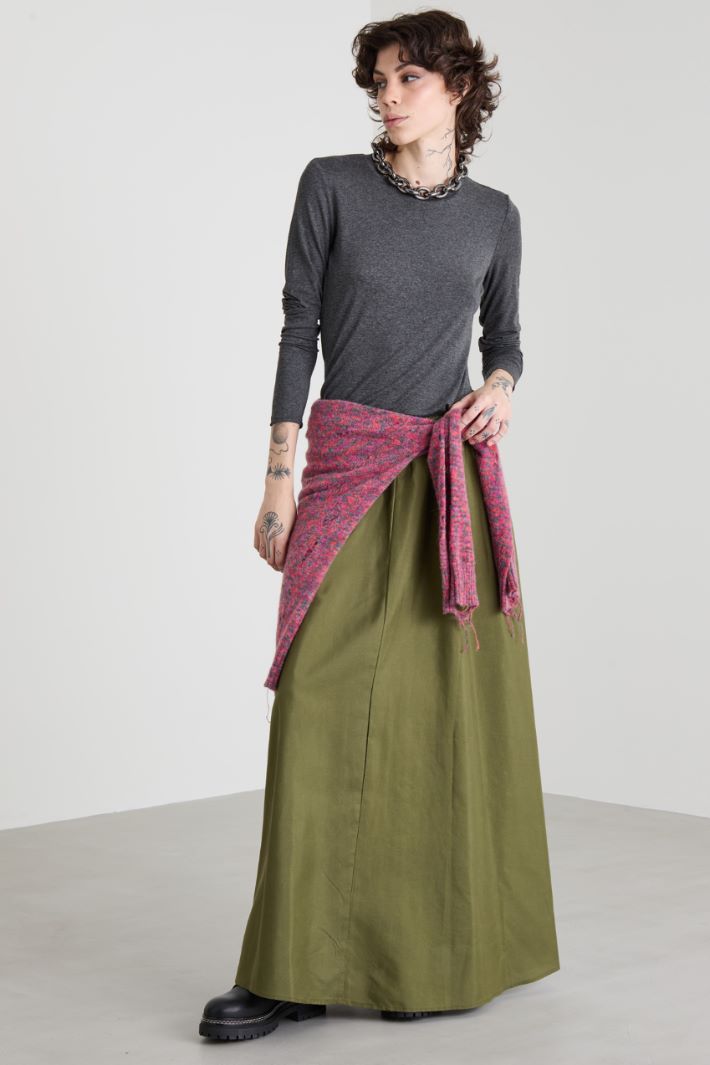 Taffeta maxi skirt - KHAKI GREEN - Intrend