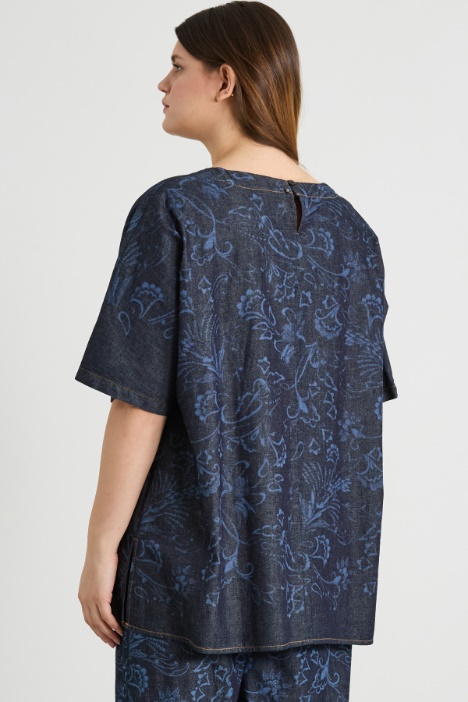 Casacca in denim stampato