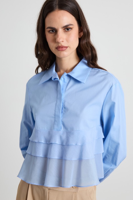 Flounced poplin shirt Intrend