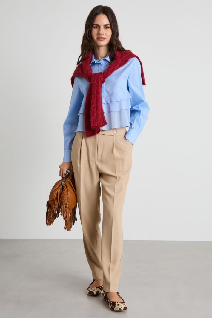 Flounced poplin shirt Intrend - 3