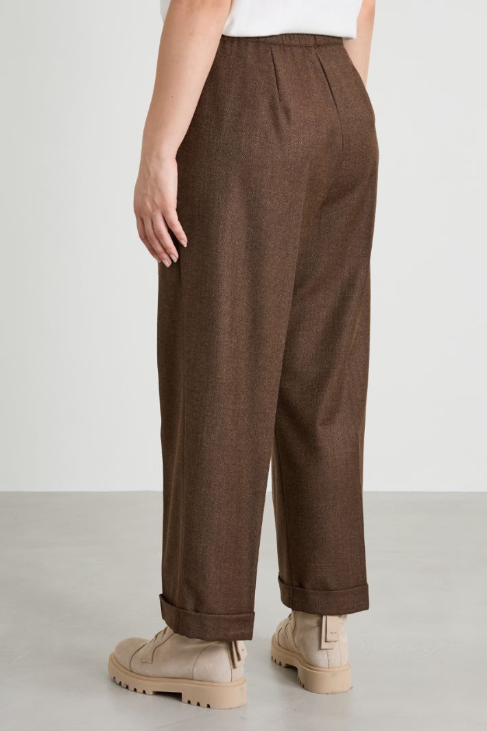 Yarn-dyed flannel trousers Intrend - 3