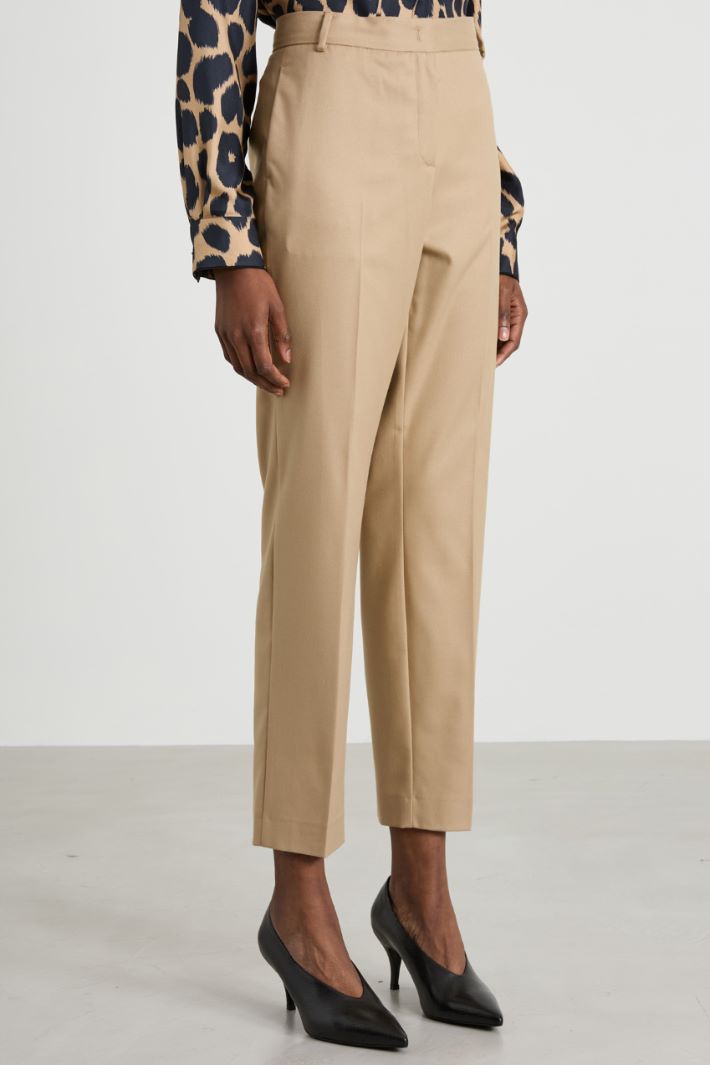 Flannel slim trousers - BEIGE - Intrend - 2