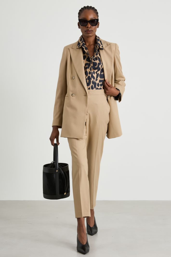 Flannel slim trousers - BEIGE - Intrend