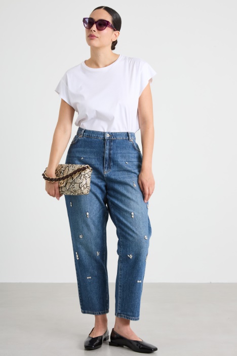 Boyfriend jeans in embroidered denim Intrend