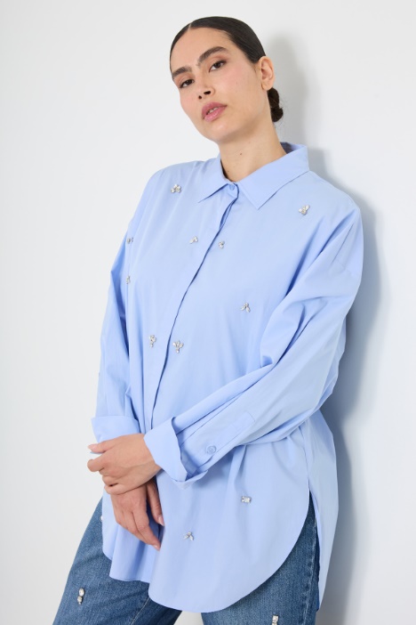 Embroidered poplin shirt Intrend