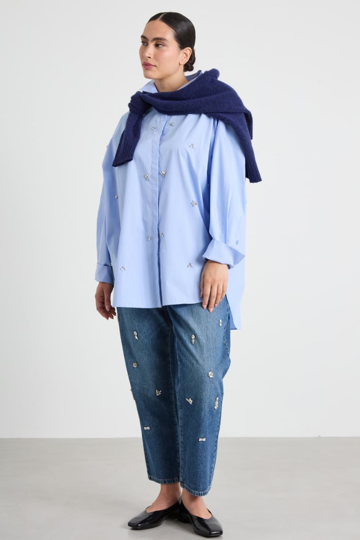 Embroidered poplin shirt Intrend - 3