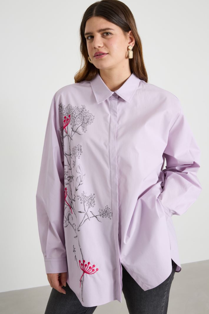 Embroidered poplin shirt Intrend