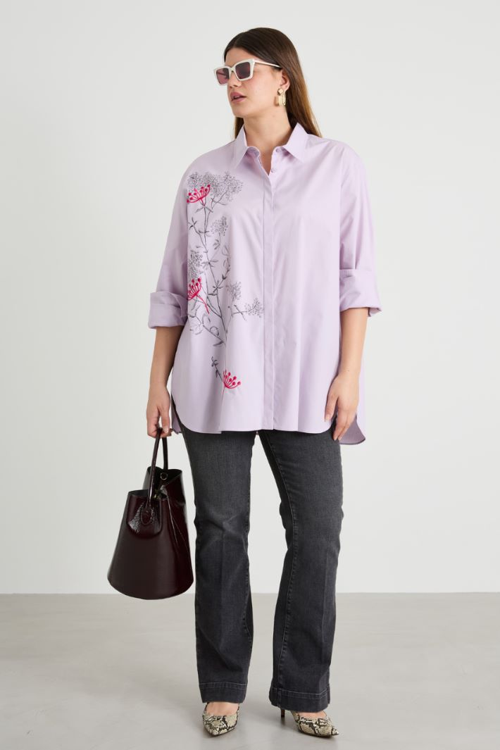 Embroidered poplin shirt Intrend - 3