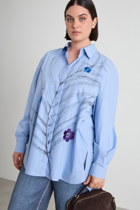 Embroidered poplin shirt Intrend
