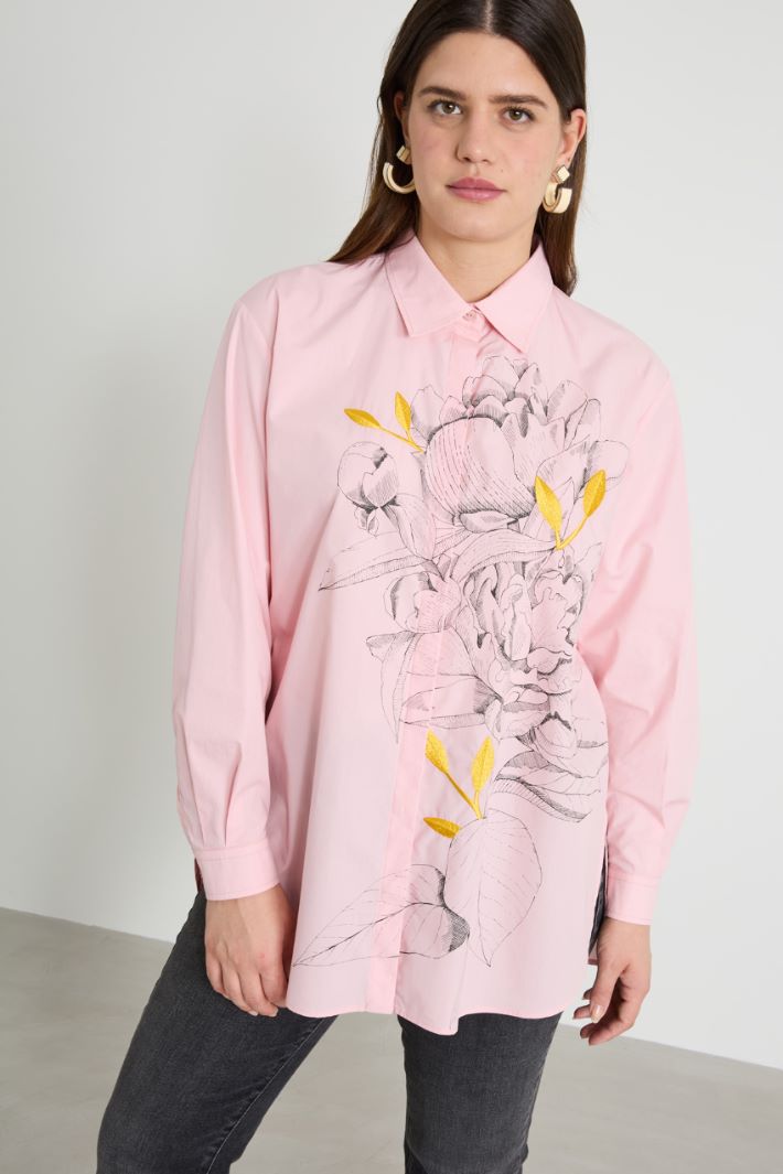 Embroidered poplin shirt Intrend