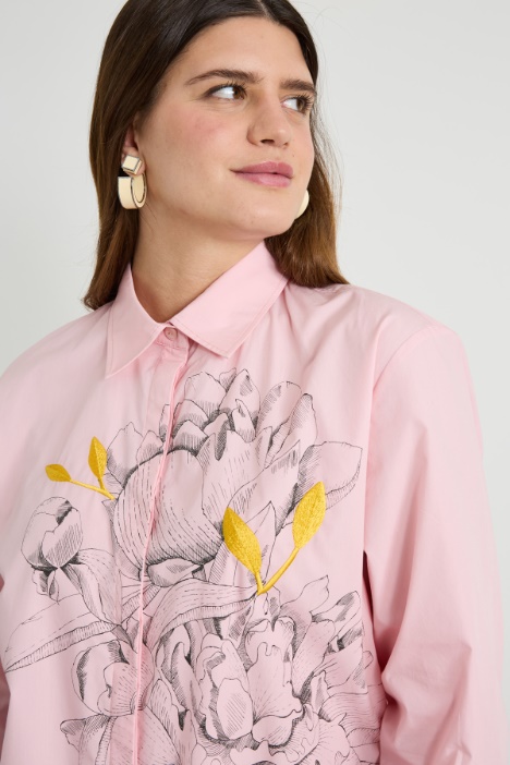 Camicia in popeline con ricamo